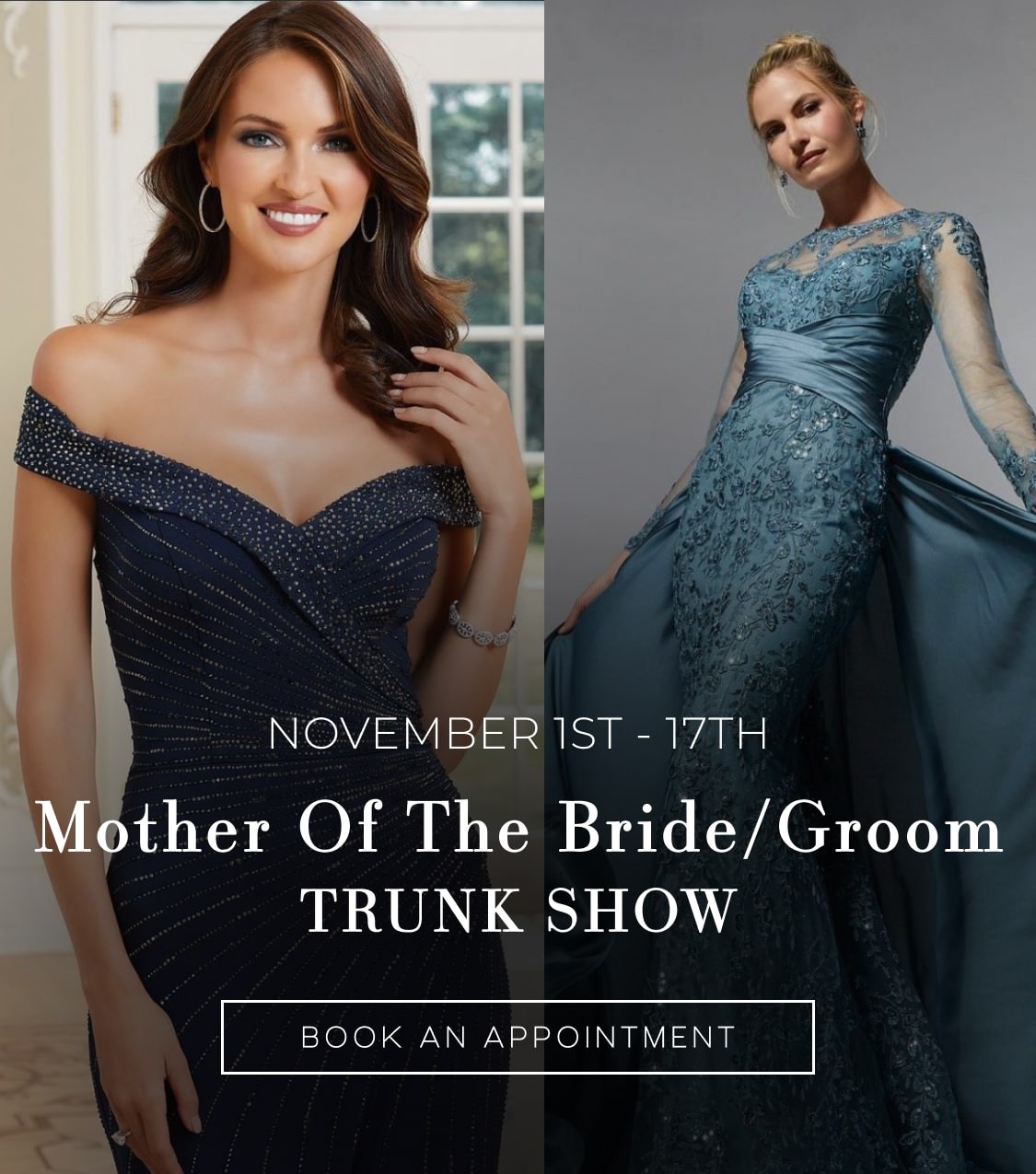 Mother of the Bride trunk show 2024 banner