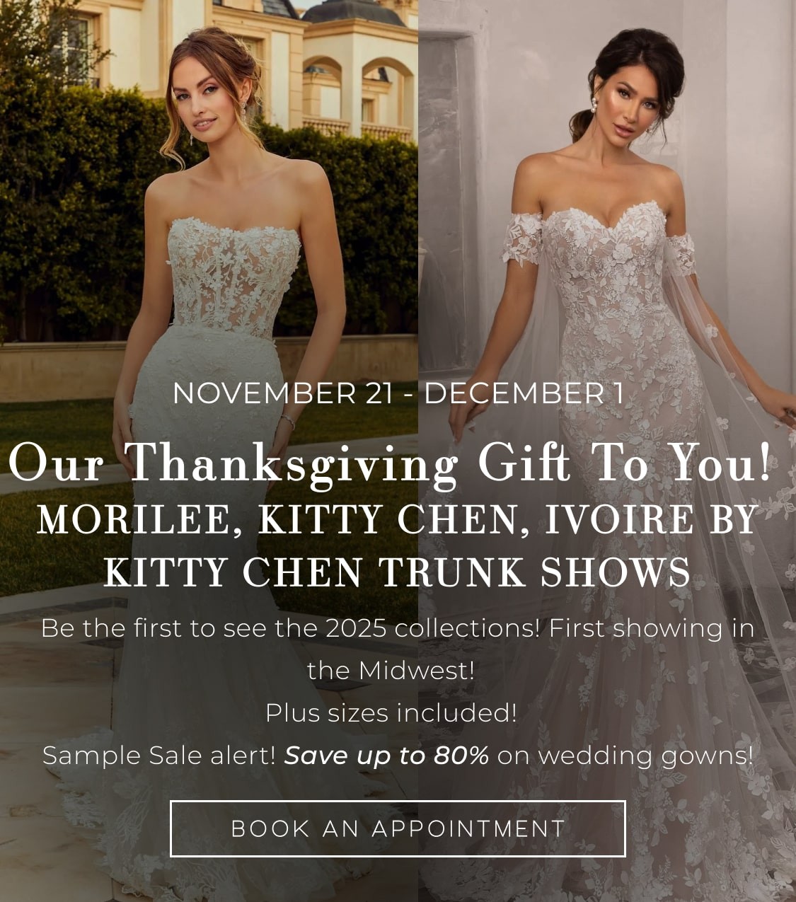 morilee, kitty chen trunk shows banner